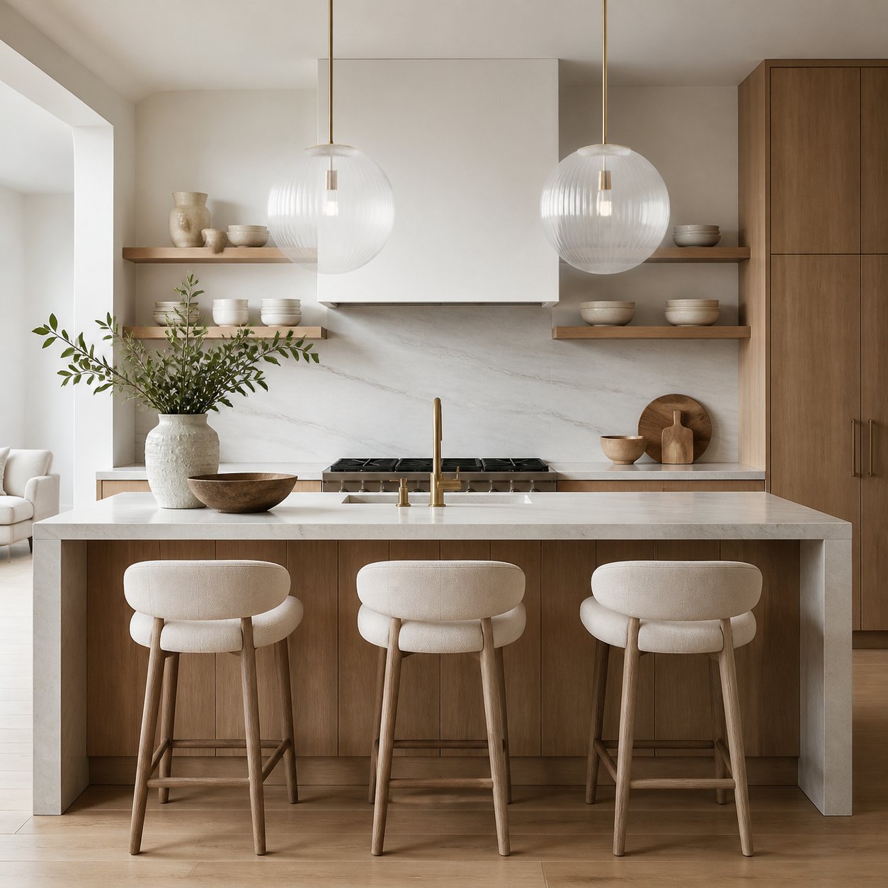 Alain Farmhouse Cooper Ribbed Glass Pendant Light