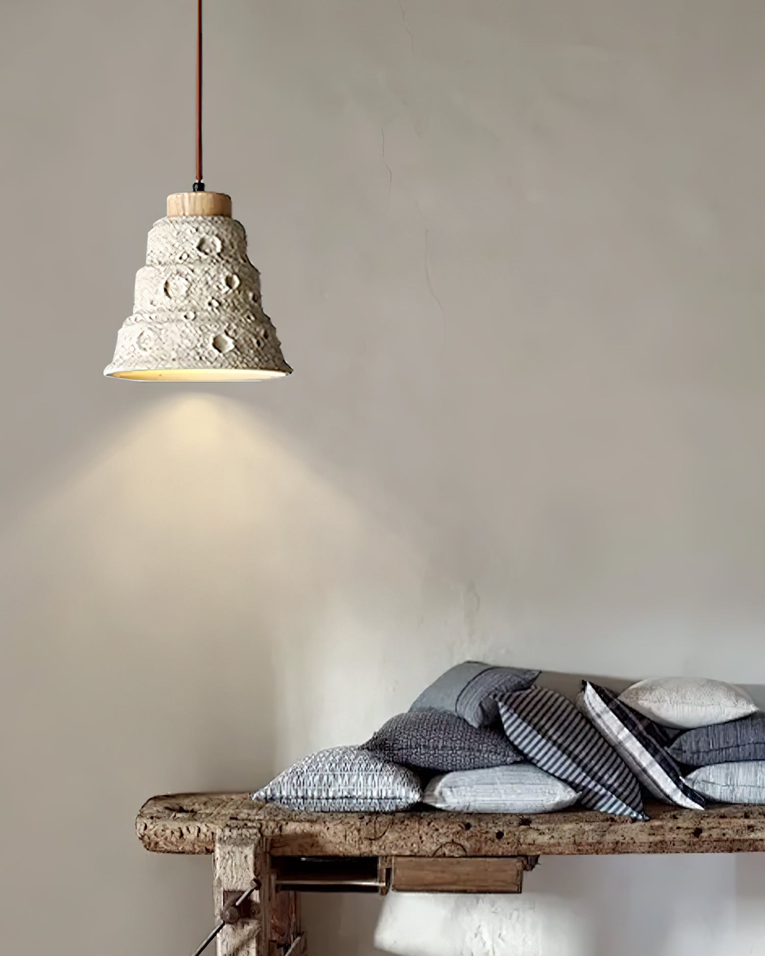 Japanese Wabi Sabi Cement Bell Shape Pendant Light