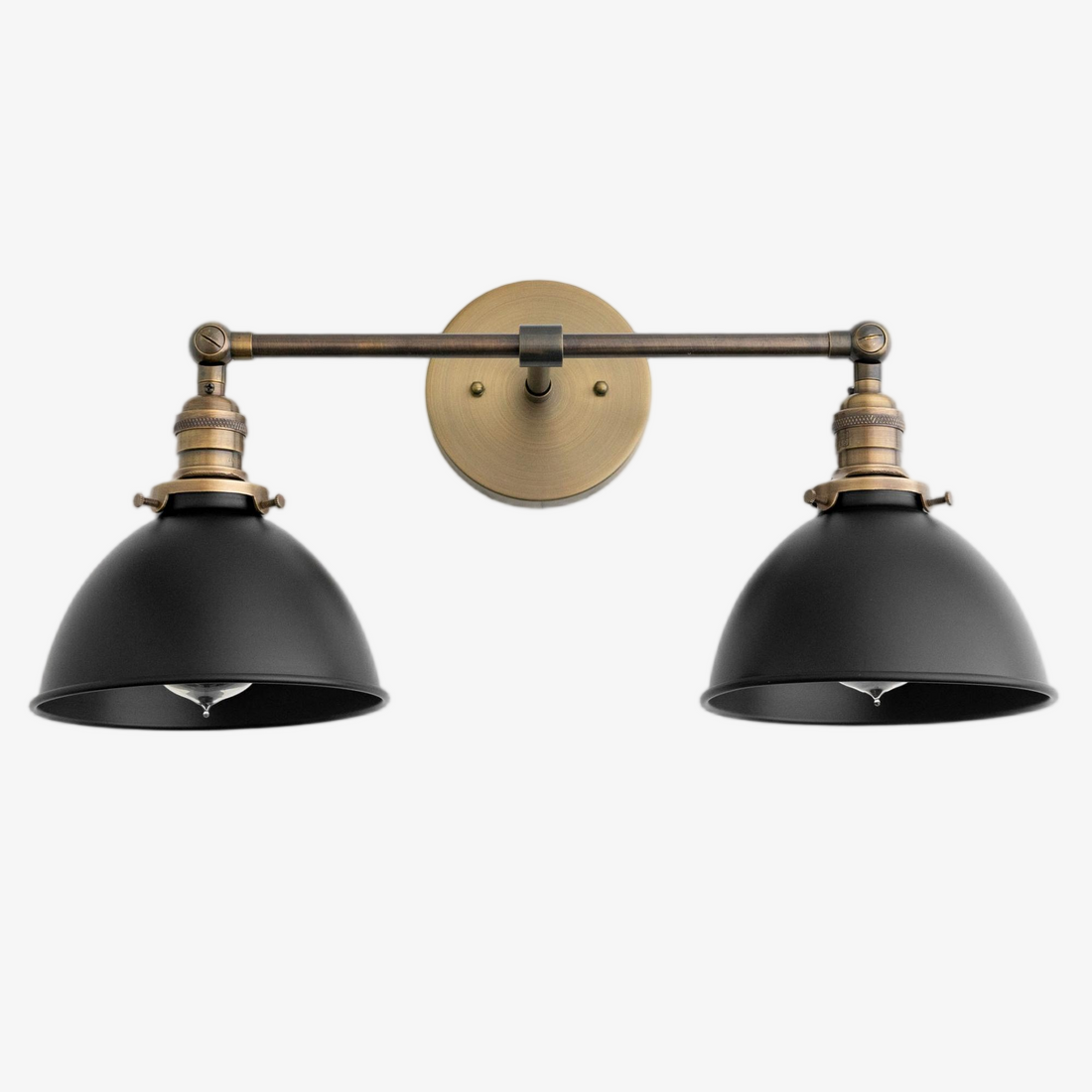 Conique Metal Dual Head Wall Fixture with Classic Shades – Industrial Vanity Lamp