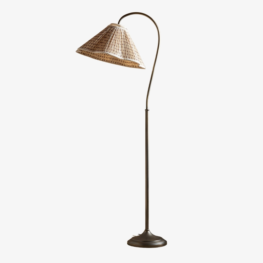 Solmire Floral Gooseneck Floor Lamp - Pleated Fabric Metal Shade for Living Room and Bedroom
