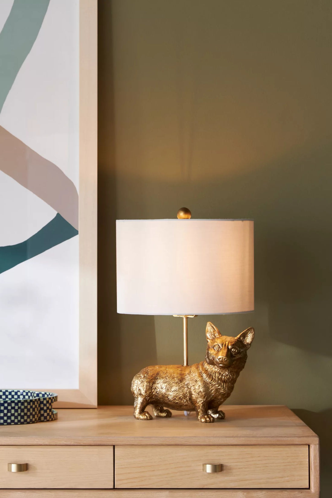 Pawdia Unique Table Lamp - Decorative Ceramic Animal Bedside Lamp