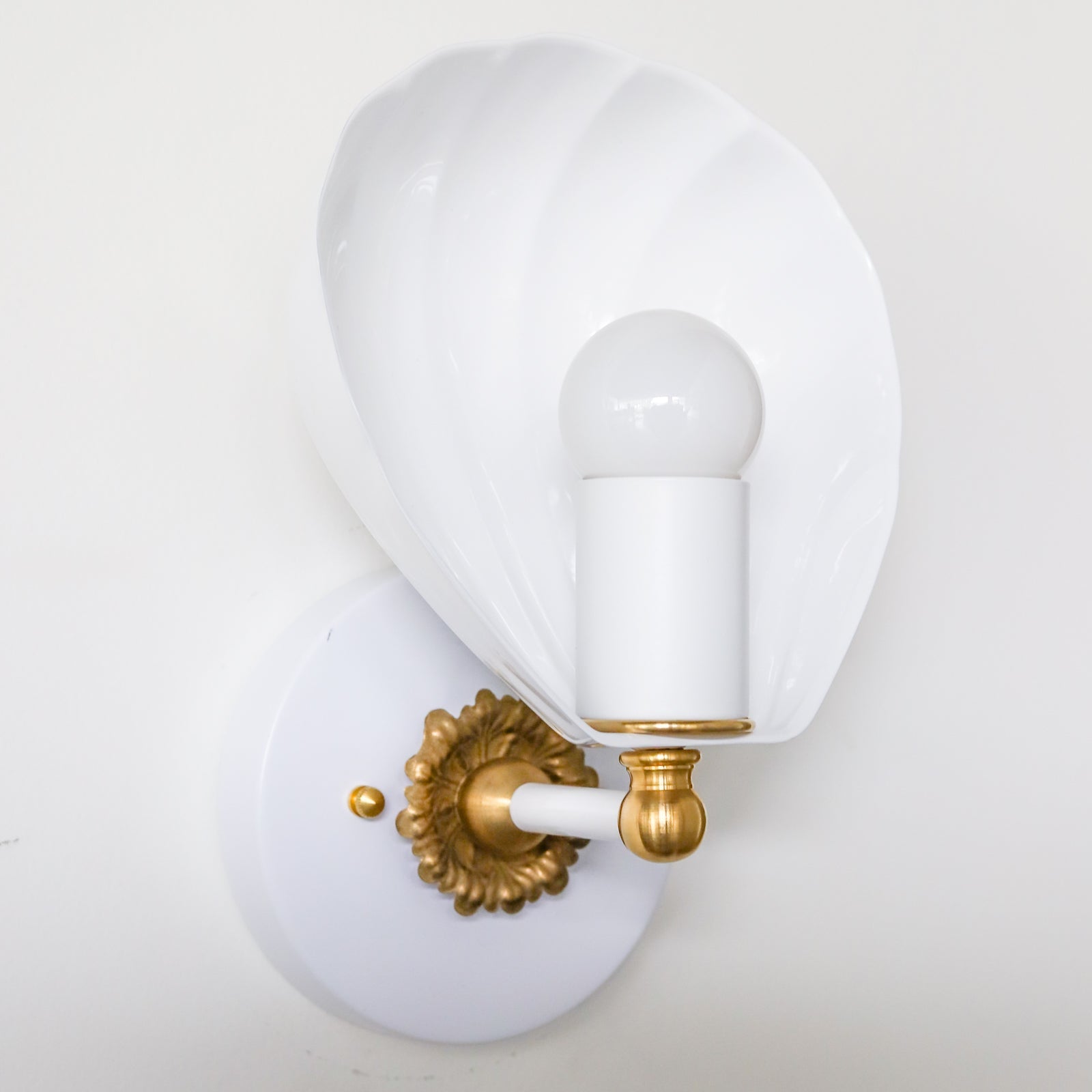 Shell Shape Wall Sconce - Brass Accents Steel Light for Eclectic Decor