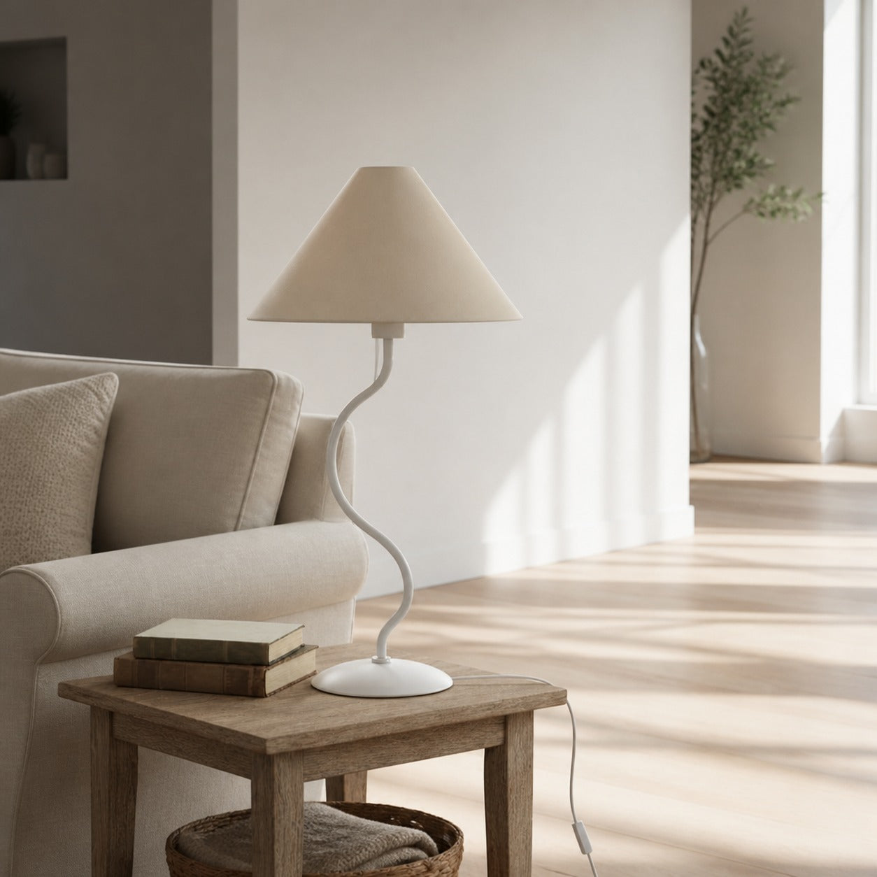 Rivlox Modern Geometric Fabric Table Lamp - Angled Zigzag Pattern for Office Lighting