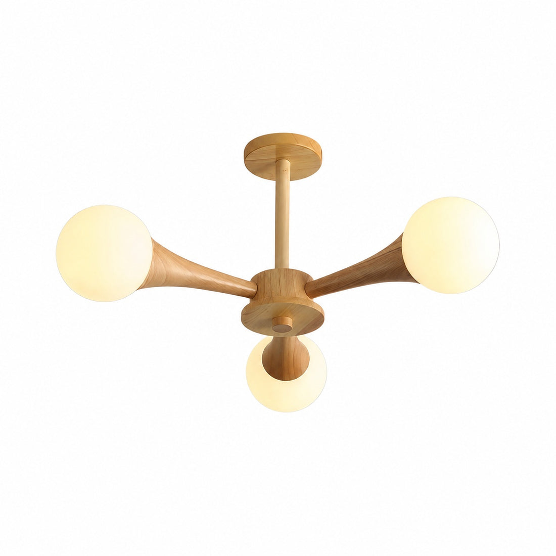 Novalune Multi-Light Glass Globe Chandelier with Wood Frame - Japanese Zen Style for Living Room