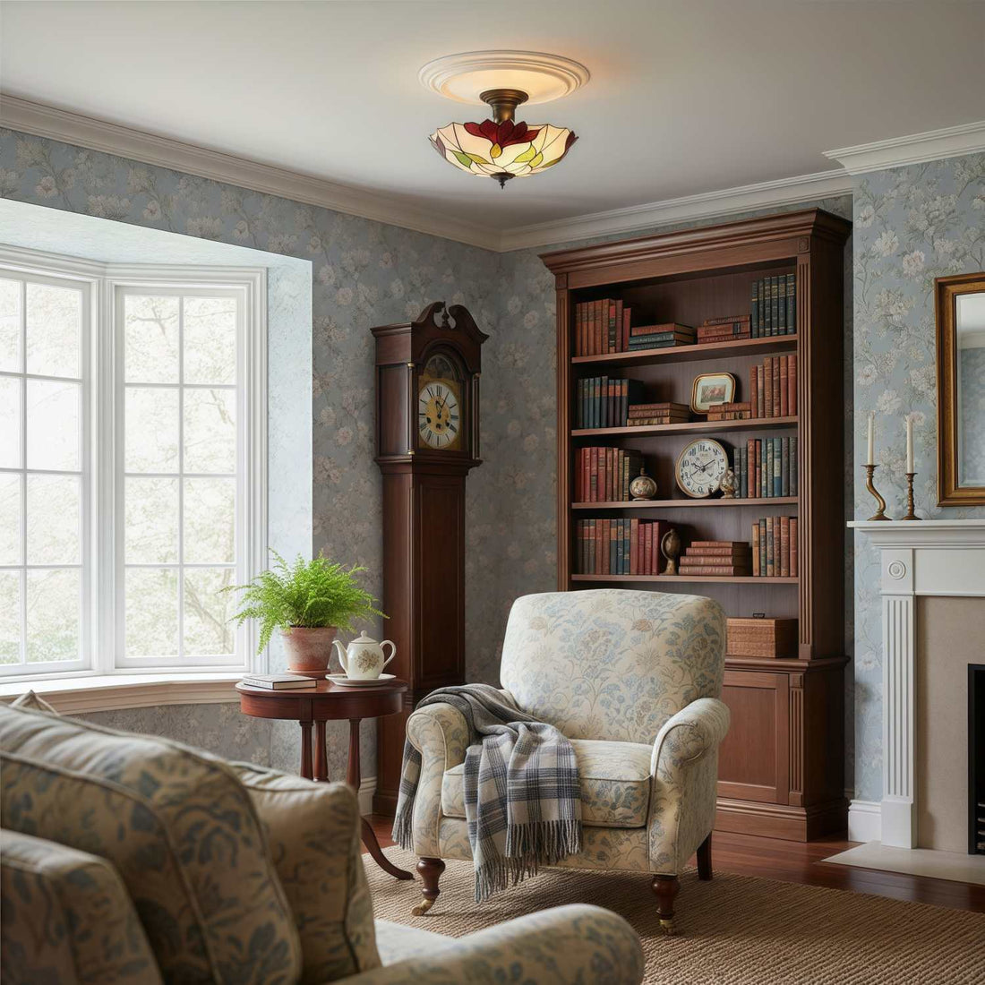 TF Botanica Floral Glass Ceiling & Pendant Lighting - Art Glass Style Fixture for Rooms