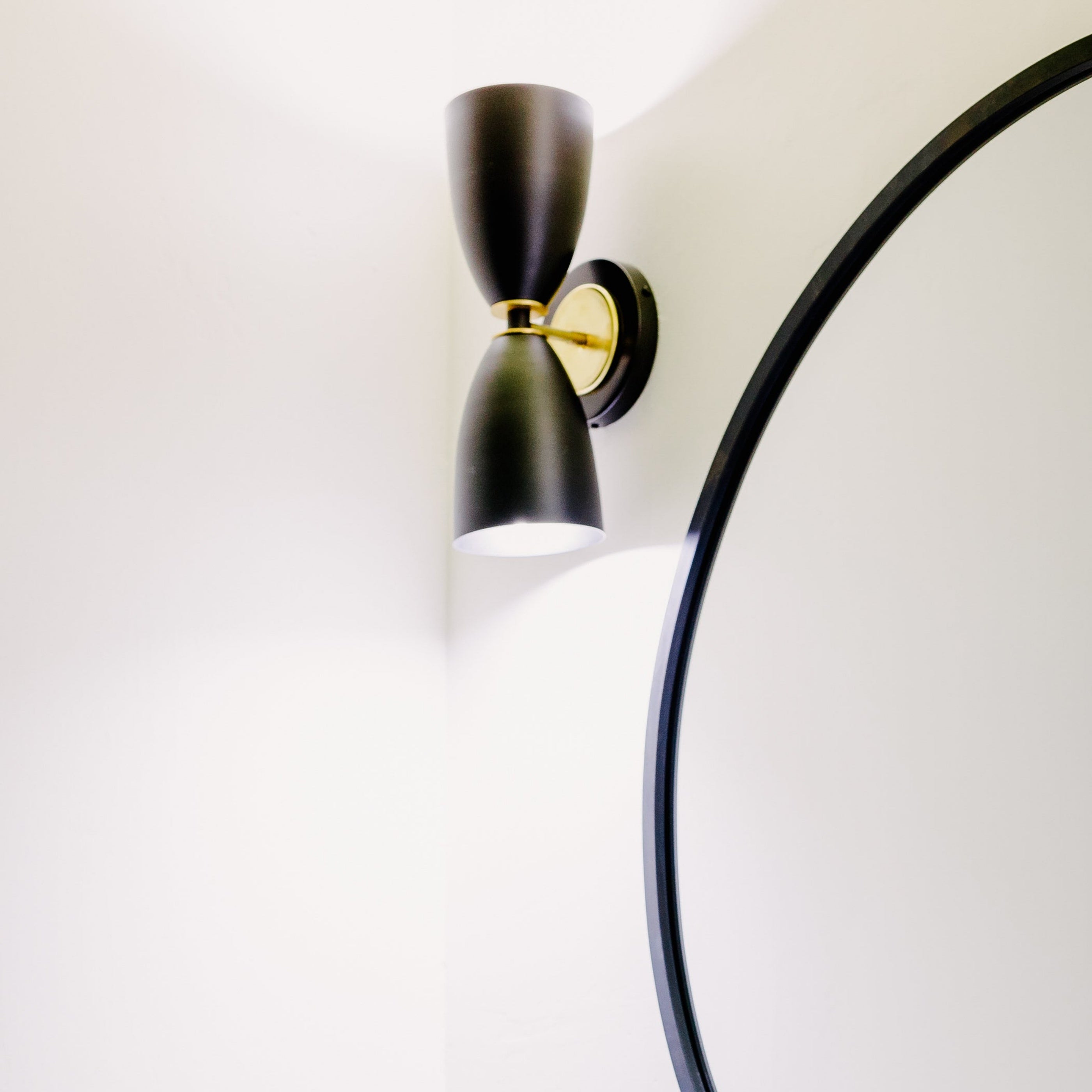 Large Shade Wall Sconce - Bathroom & Hall Lighting, Matte Black