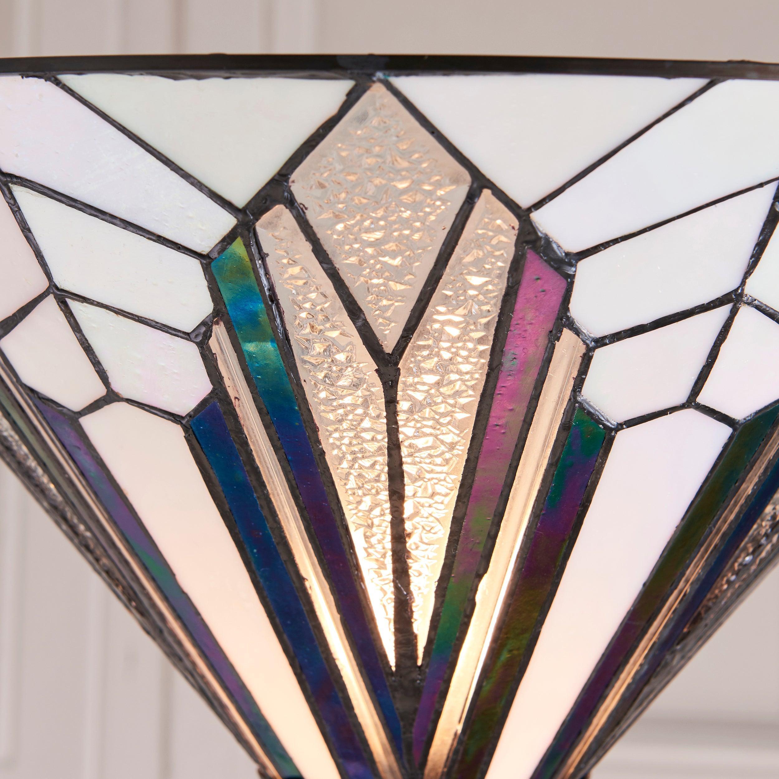 TF Astoria Tiffany Style Uplighter Lamp – Textured Glass Shade for Home and Office Ambience