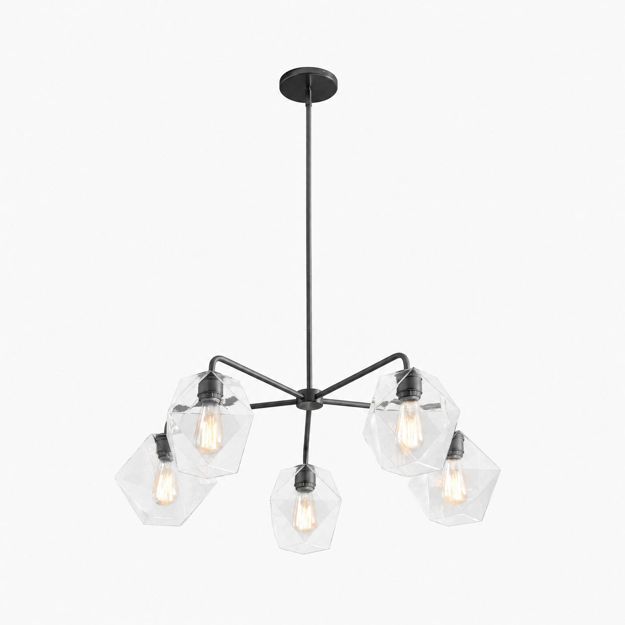 Talvior Sculptural 5-Light Chandelier - Faceted Design, Modern Finishes - Illuminate Spaces