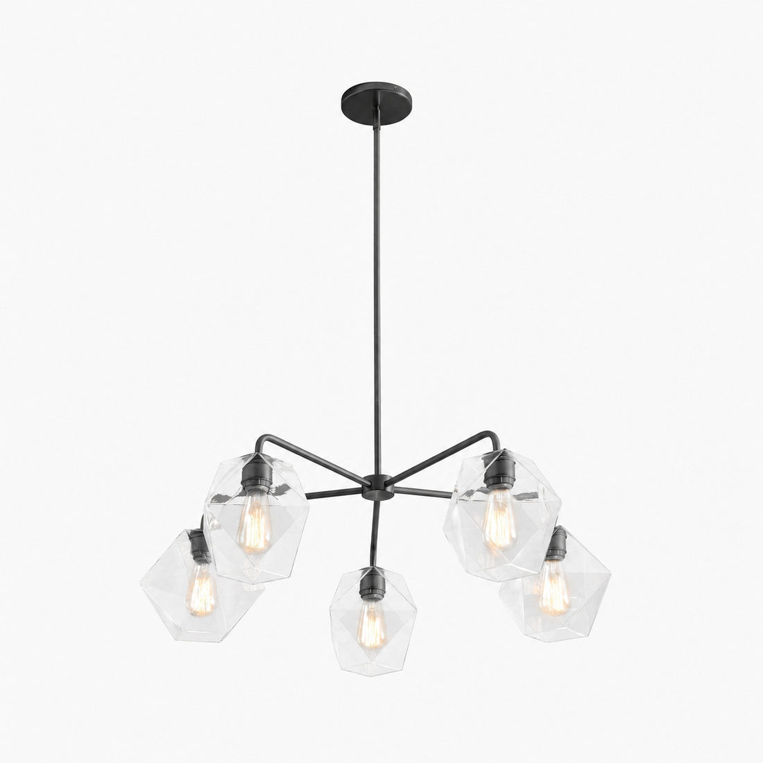 Talvior Sculptural 5-Light Chandelier - Faceted Design, Modern Finishes - Illuminate Spaces