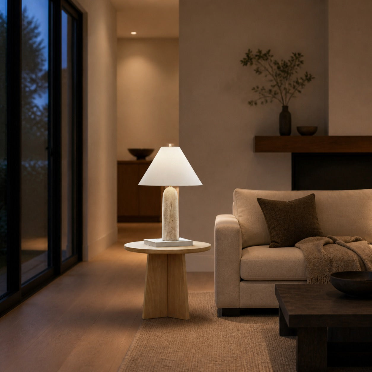Albi Minimalist Marble Table Lamp – Elegant Fabric Shade Suitable for Any Room