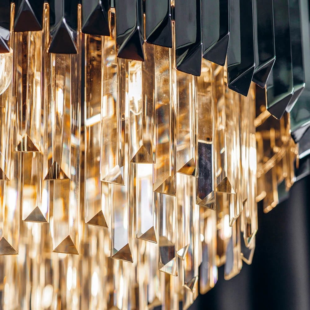 Virelia Contemporary Crystal Pendant Light – Layered Crystal Shade Ceiling Fixture for Dining or Living Room