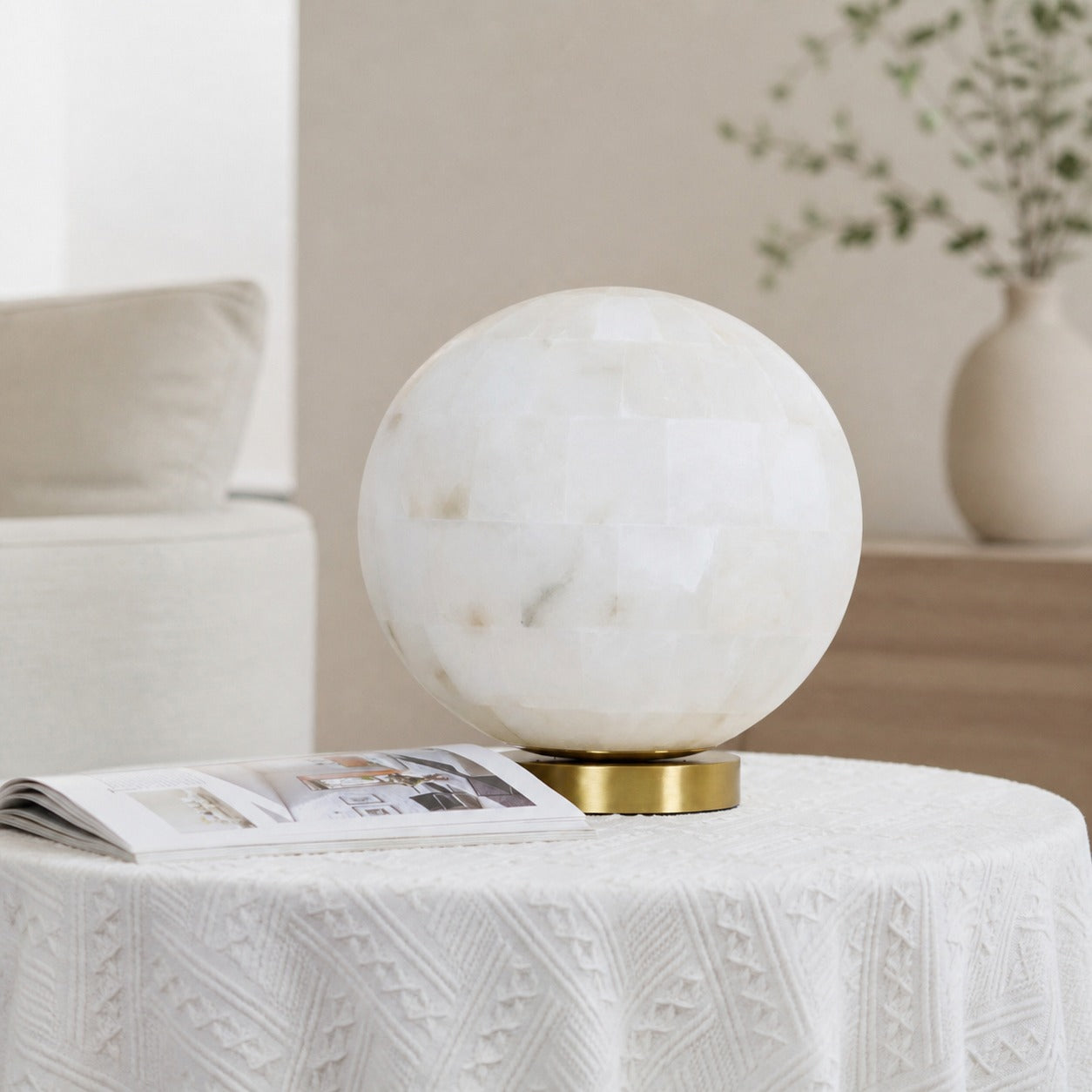 Alabaster Ball Table Lamp