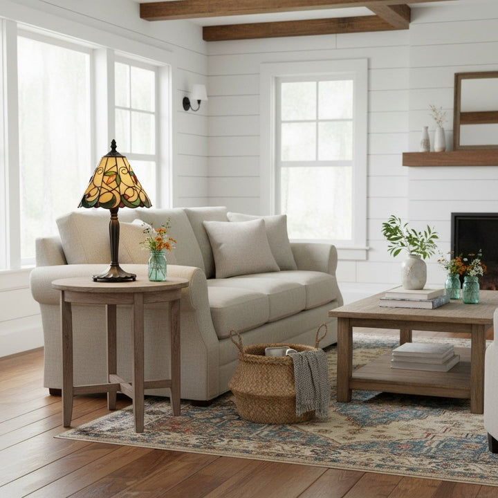 TF Jamelia Classic Stained Glass Table Light Lamp - Handcrafted Glass Light for Bedroom