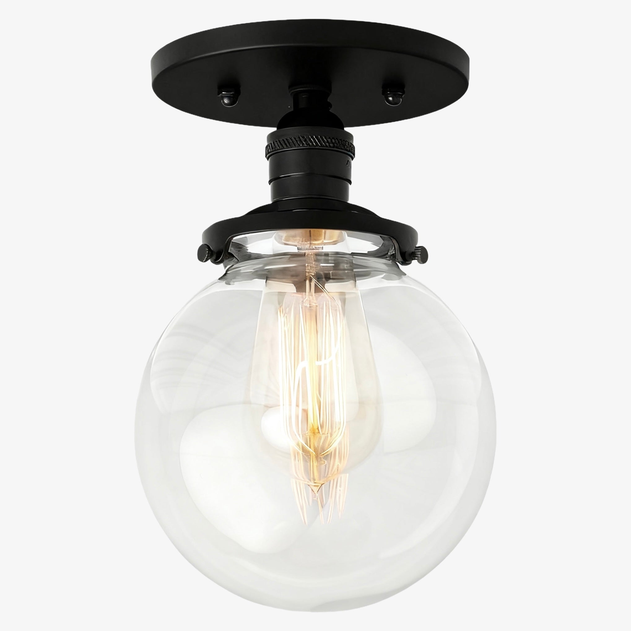 Glorica Glass Retro Globe Ceiling Light - Vintage Industrial Home Lighting