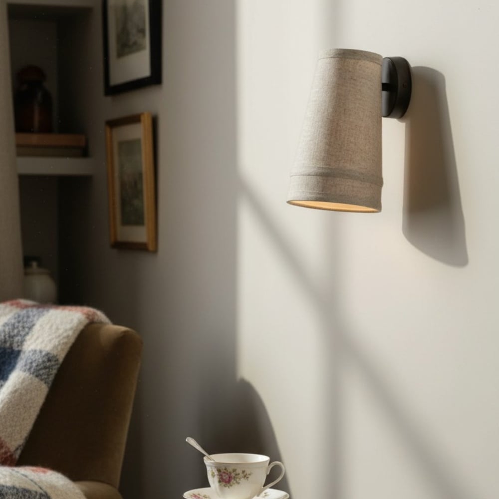 Zalen Textured Linen Wall Light – Soft Retro Wall Sconce for Reading Nook