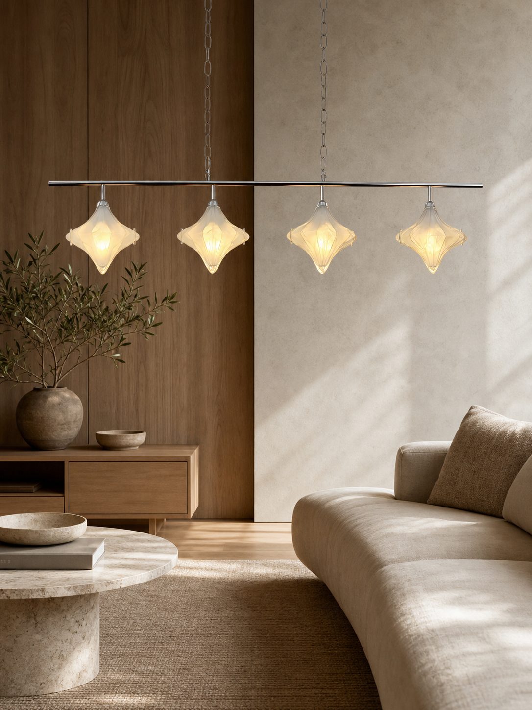 Art Deco Star Linear Pendant Light - Elegant Lighting for Kitchen Island  - Astris Cassiopeia