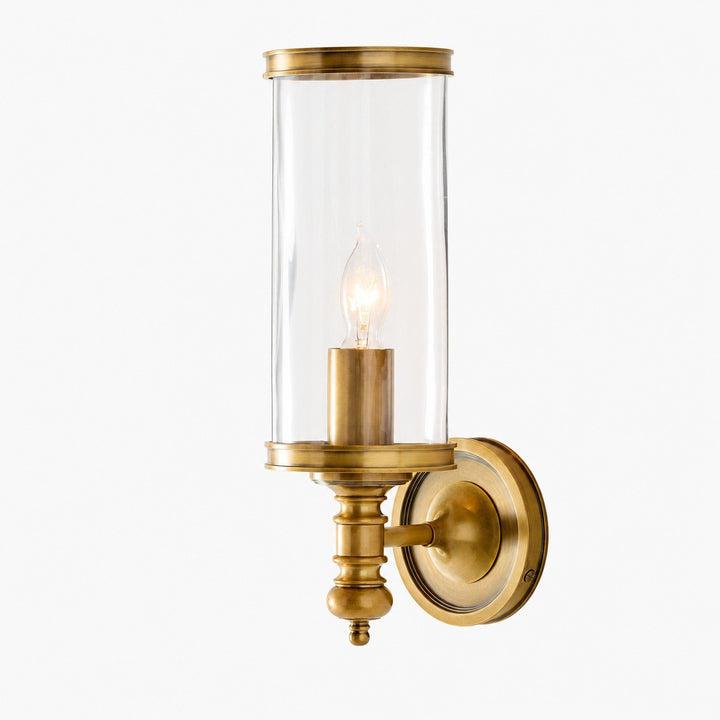 Driscoll Glass Cylinder Sconce - Classic Iron Wall Lamp with Clear Glass Shade