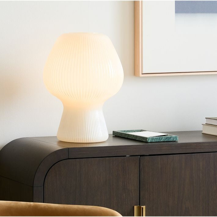 Novarise Ribbed Glass Table Lamp – Textured Glass Accent Lighting