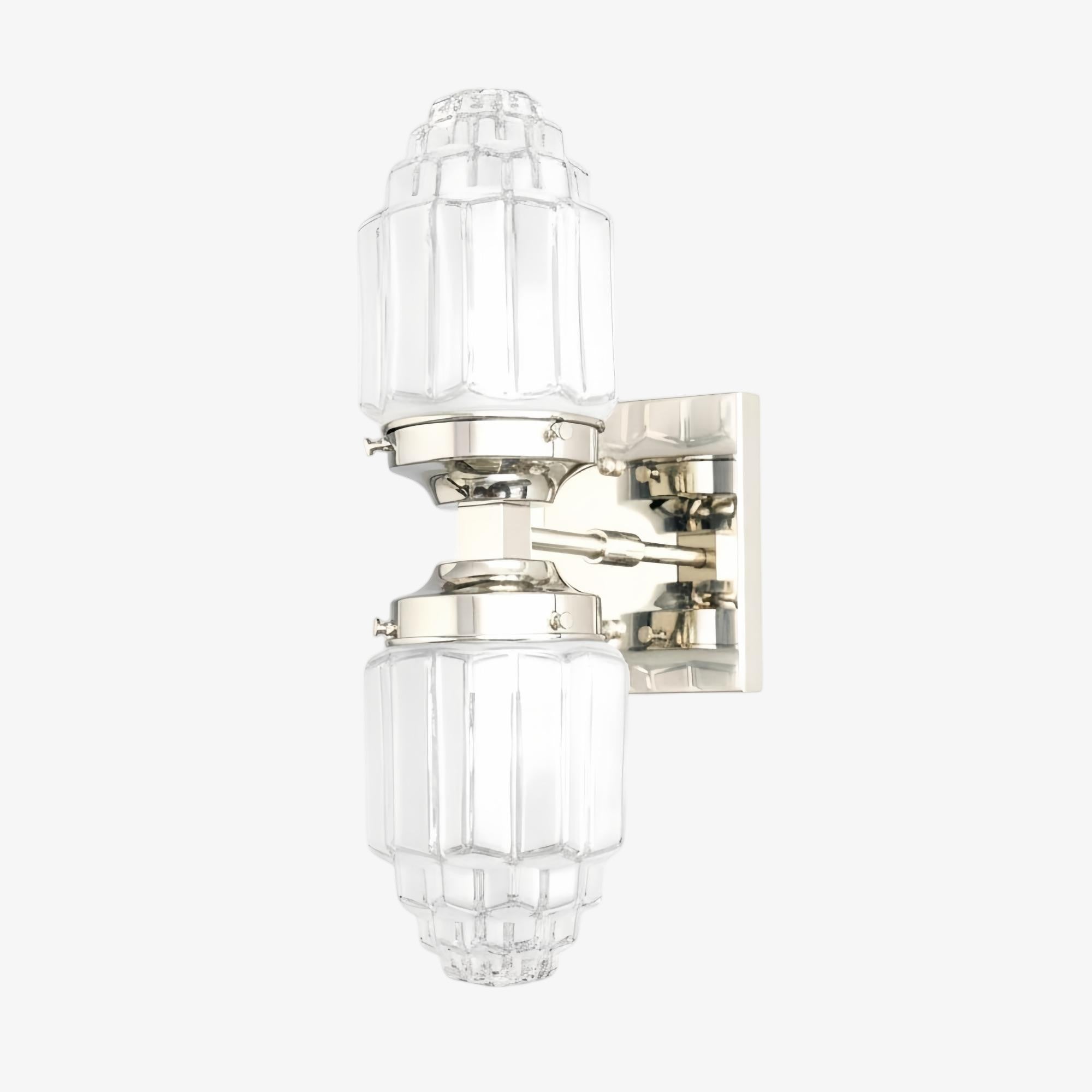 Tierlux Glass Art Deco Wall Sconce - Glass Frosted Globes with Skyscraper Globe