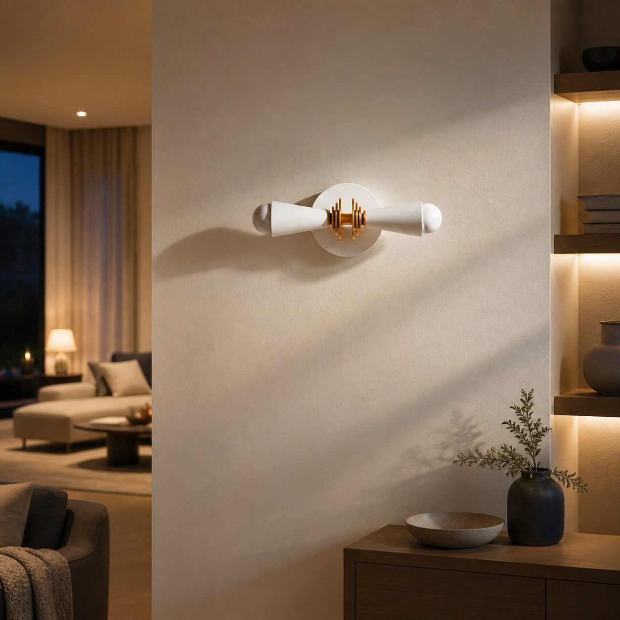 Pyralis Cone Art Deco Wall Light - Multi-Directional Sconce for Vanity or Wall