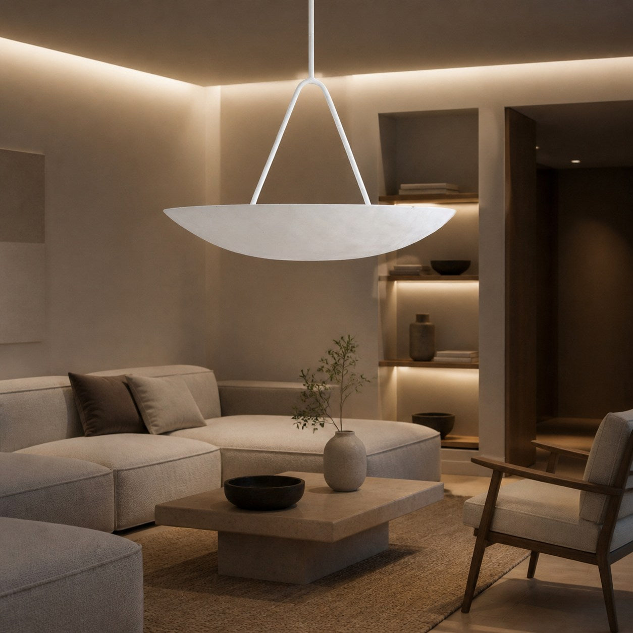 Plara Minimalist Dome Style Hanging Light with Fefined Lines for Home or Commercial Use