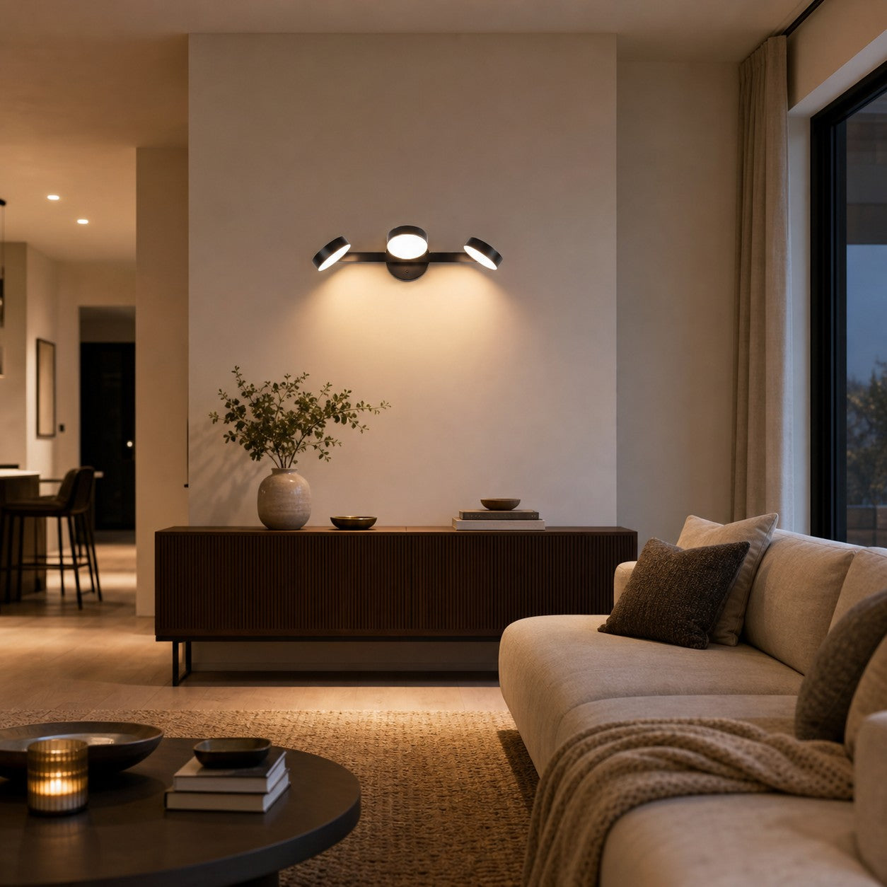 Gyralume Adjustable Three Heads Vanity Wall Lamp - Modern Round Design Metal Contemporary for Home Decor