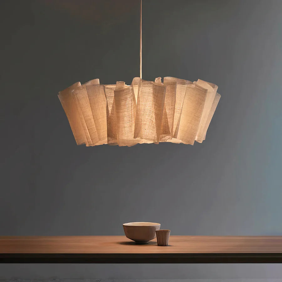 Nordic Linen Pleated  Fabric Pendant Light Lampshade