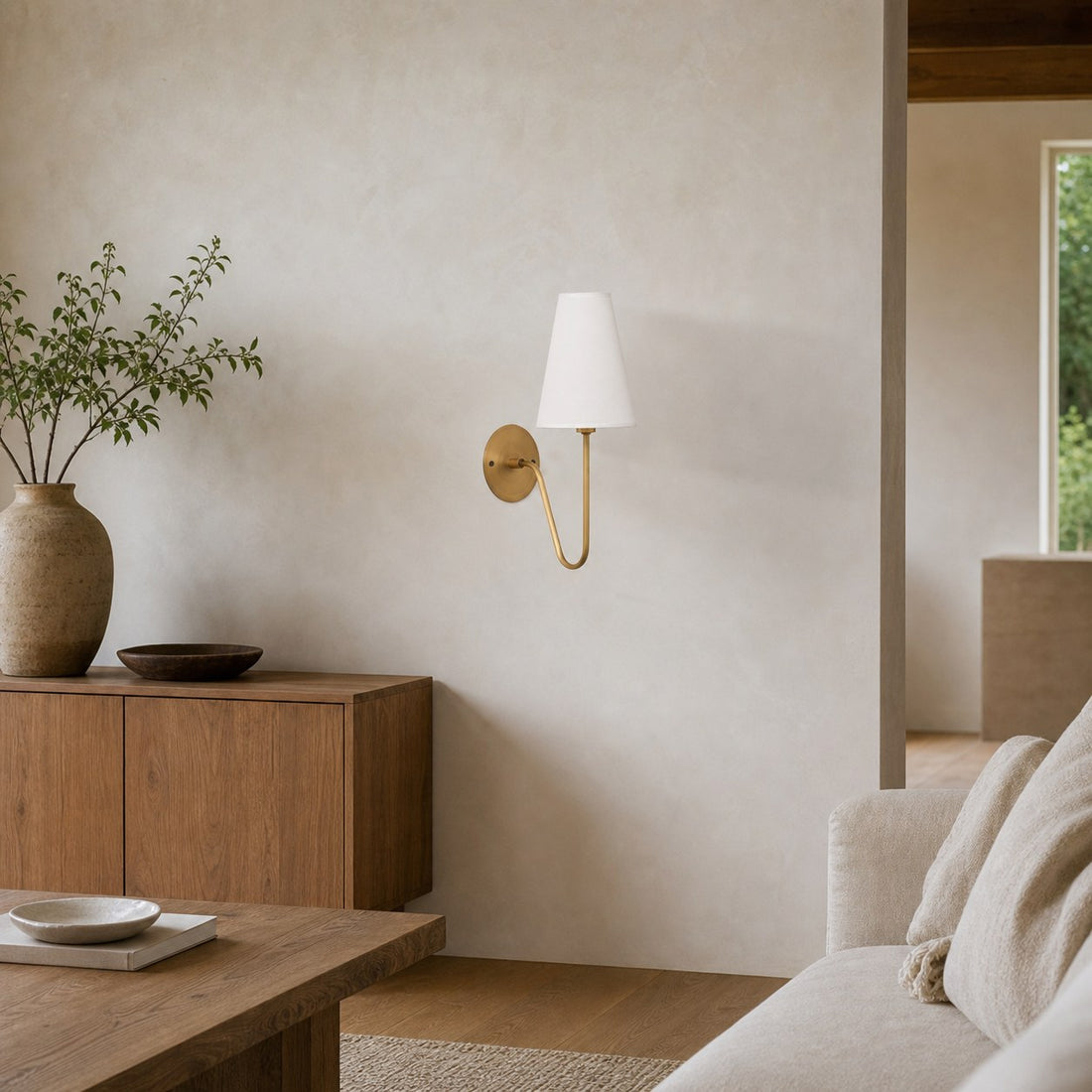 Organic Glass Scoop Wall Light – Minimalist Modern Decorative Ambient Sconce for Living Room