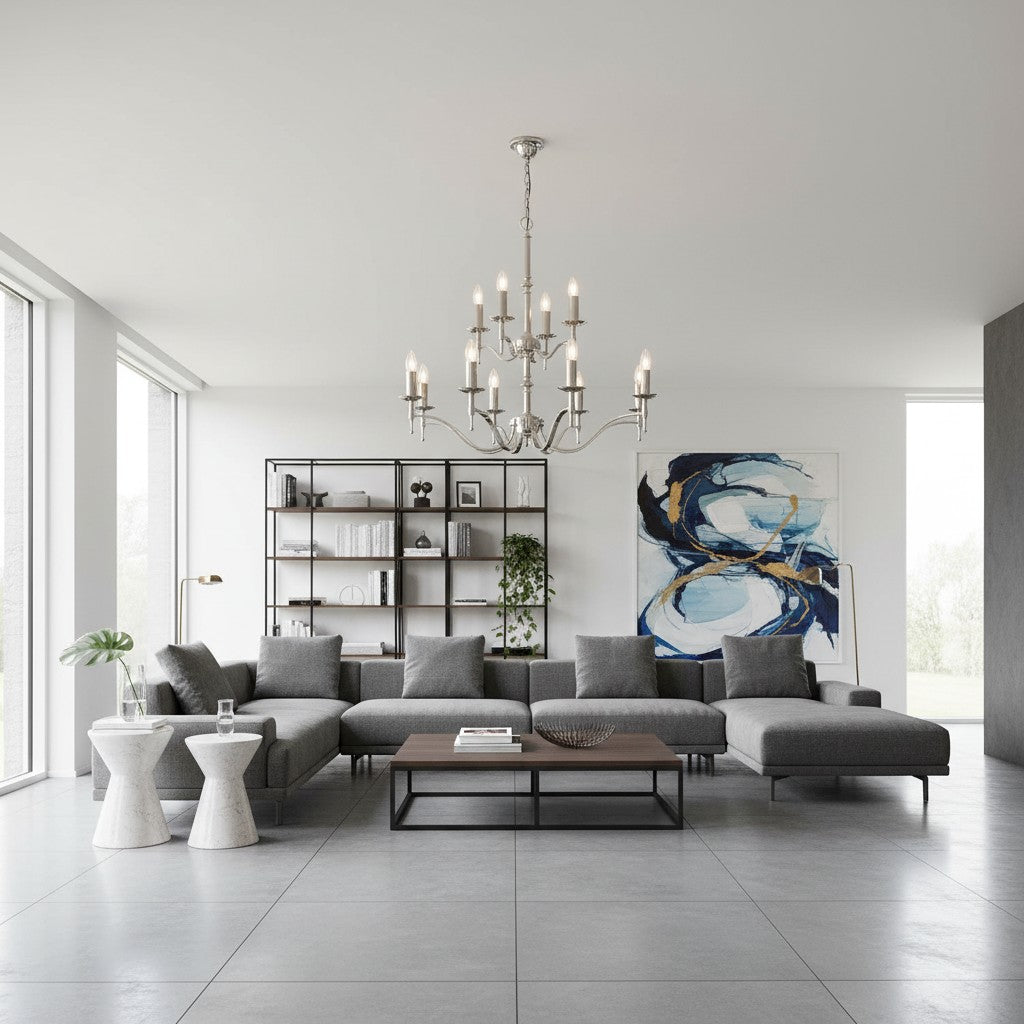 Tela Brass and Nickel Chandelier – Elegant Multi-Light Fixture for Foyers and Kitchens