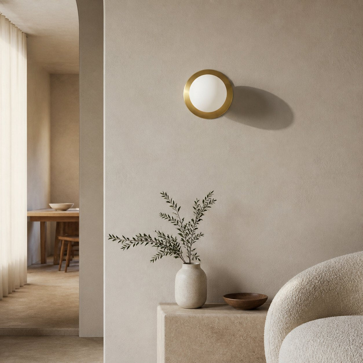 Glorica Glass Solid Brass Vanity Sconce - Compact Flush Mount Globe Light