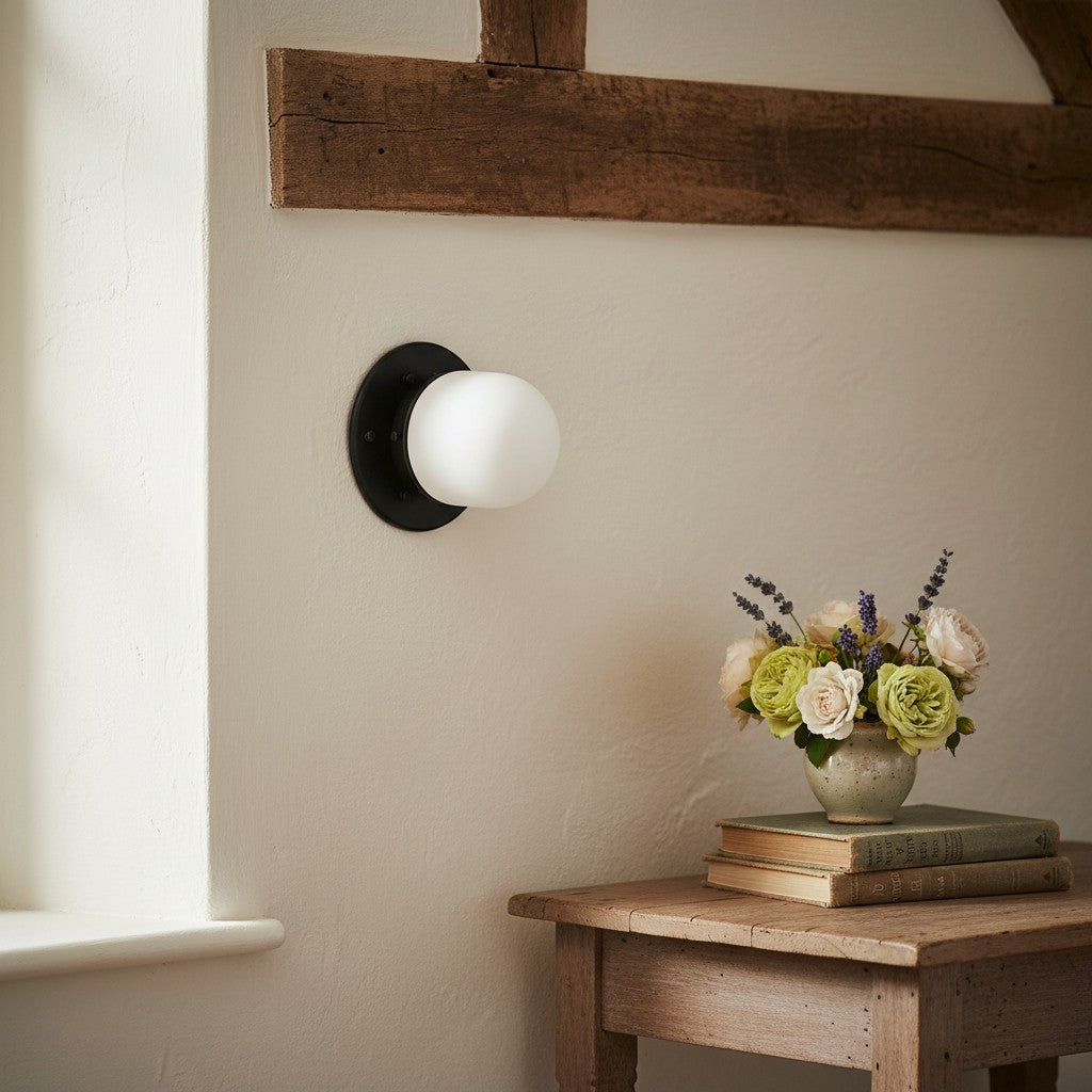 Opalume Glass Flush Mount Ceiling and Wall Light - Art Deco Small Globe Fixture