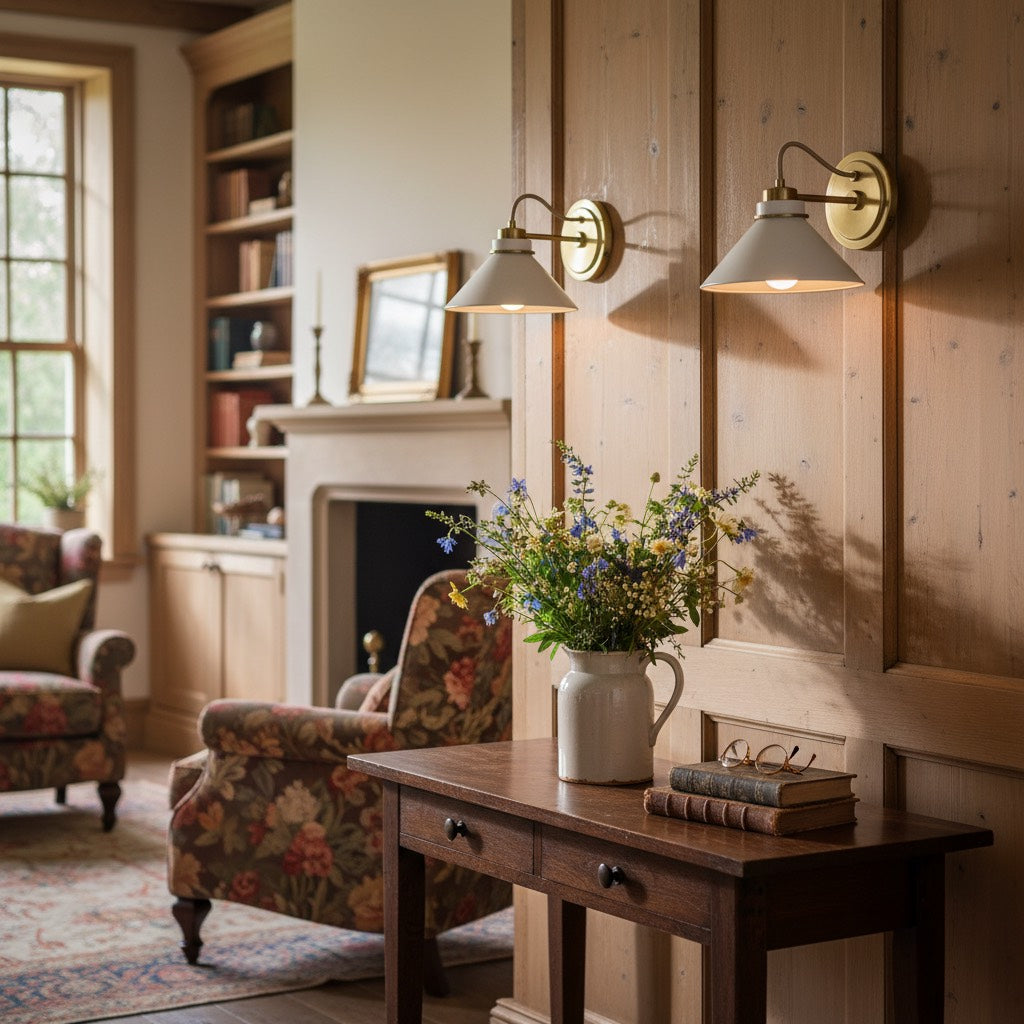 Aurenza Sconce – Farmhouse Wall Light with Metal Accents for Cozy Spaces