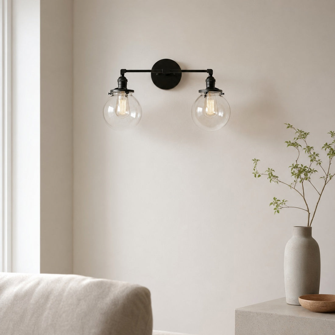 Lumio Globe Glass Globe Vanity Light - Modern Two Light Bathroom Sconce