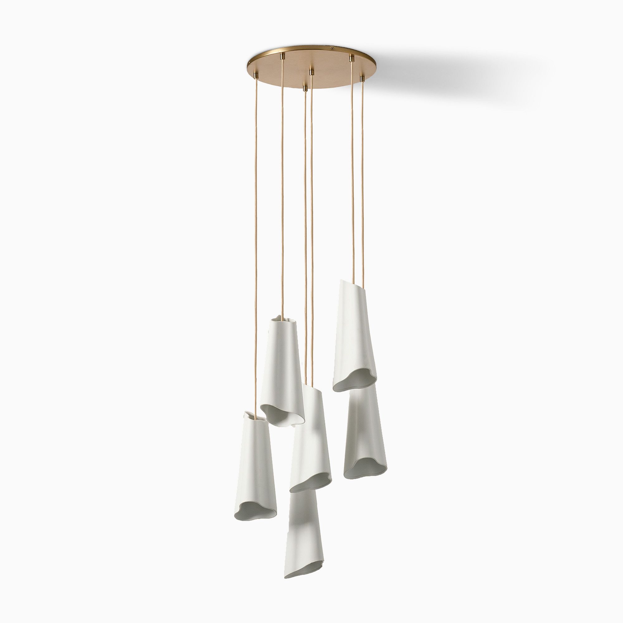 Orovia Ceramic Shade Chandelier – Iron Pendant Adjustable Height Design