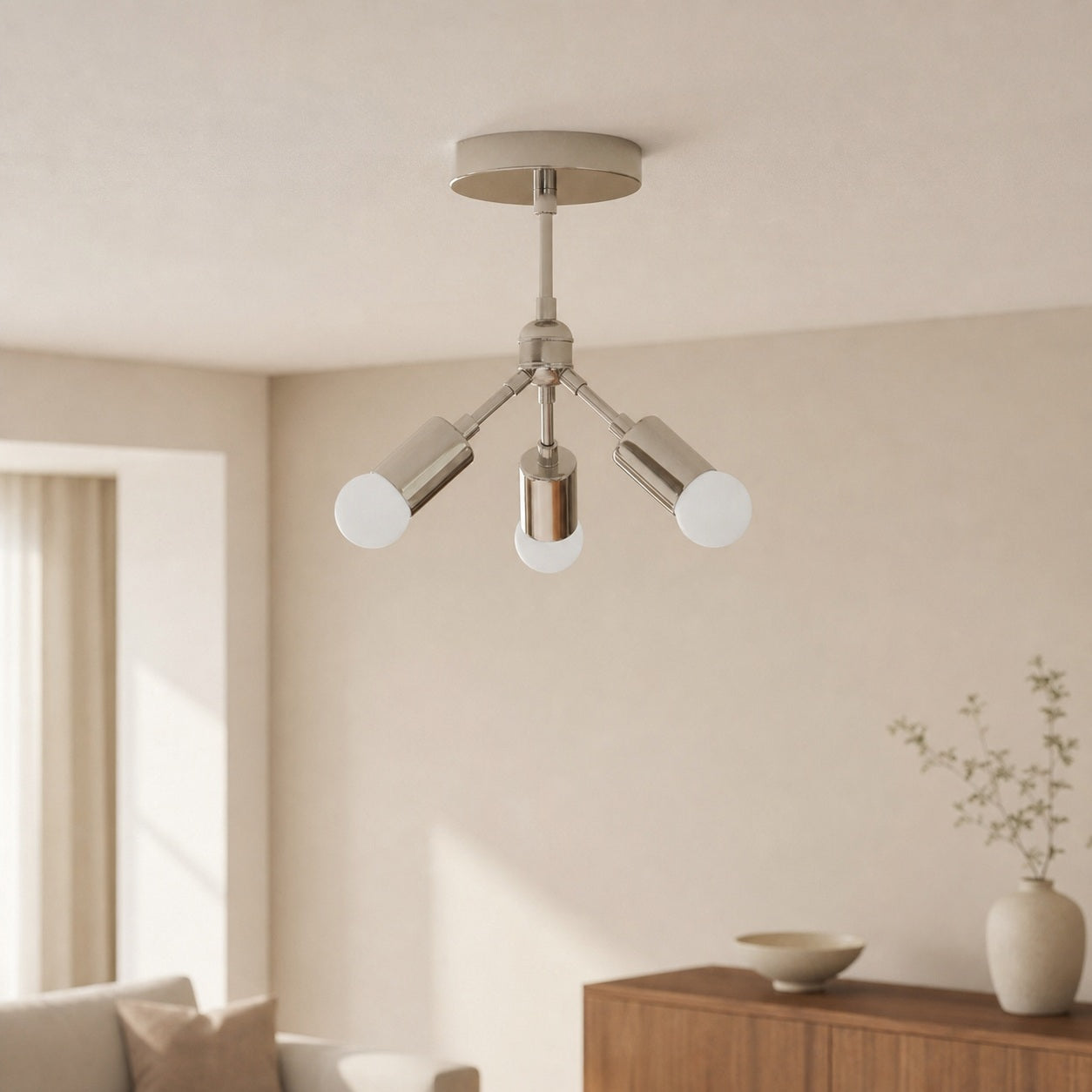 Mobilux Line Modern Brass Flush Mount - Minimalist Gold Ceiling Light for Bedroom