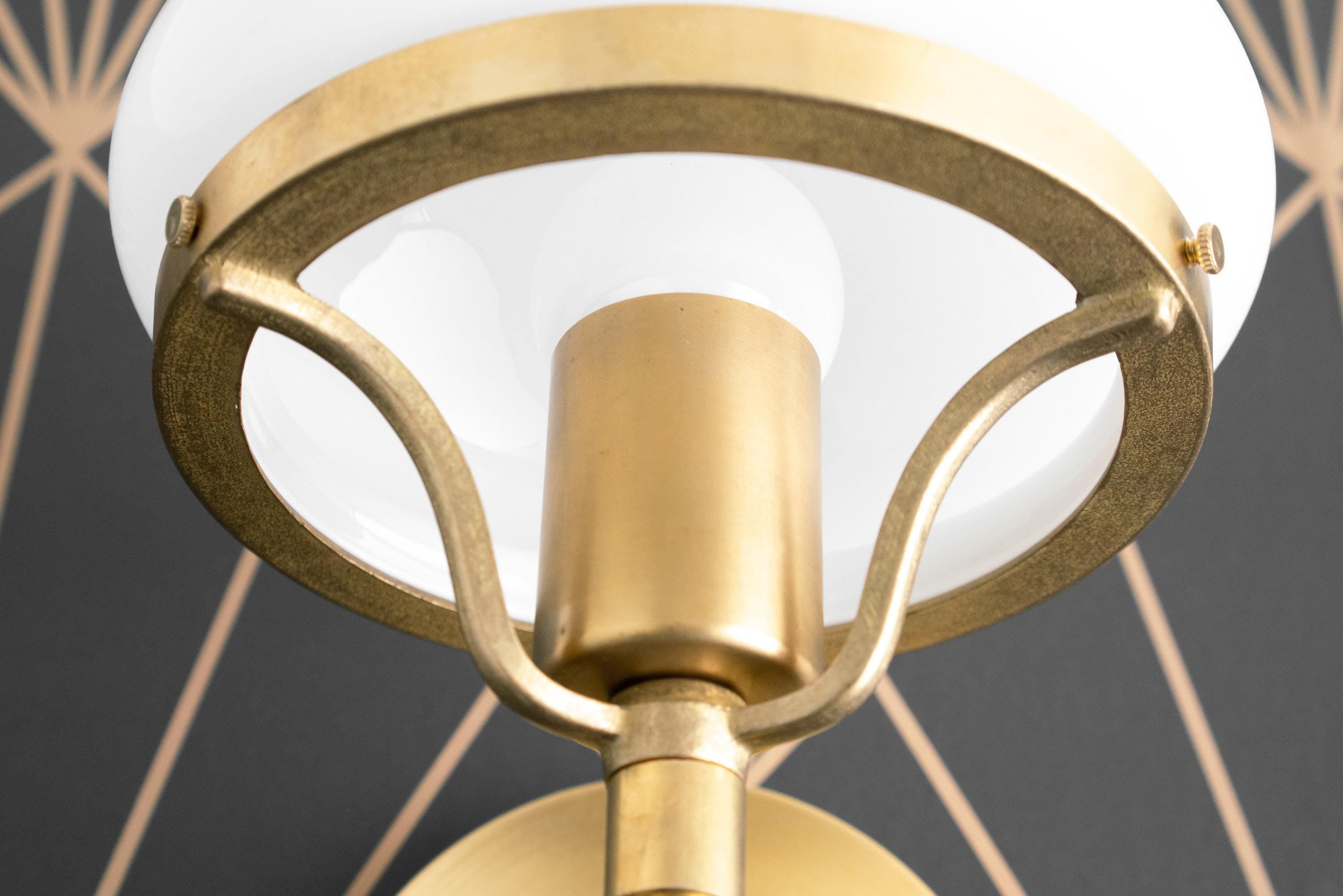 Ornato Luxe Modern Art Deco Wall Light - Opal Glass Globe Sconce - Brass or Black