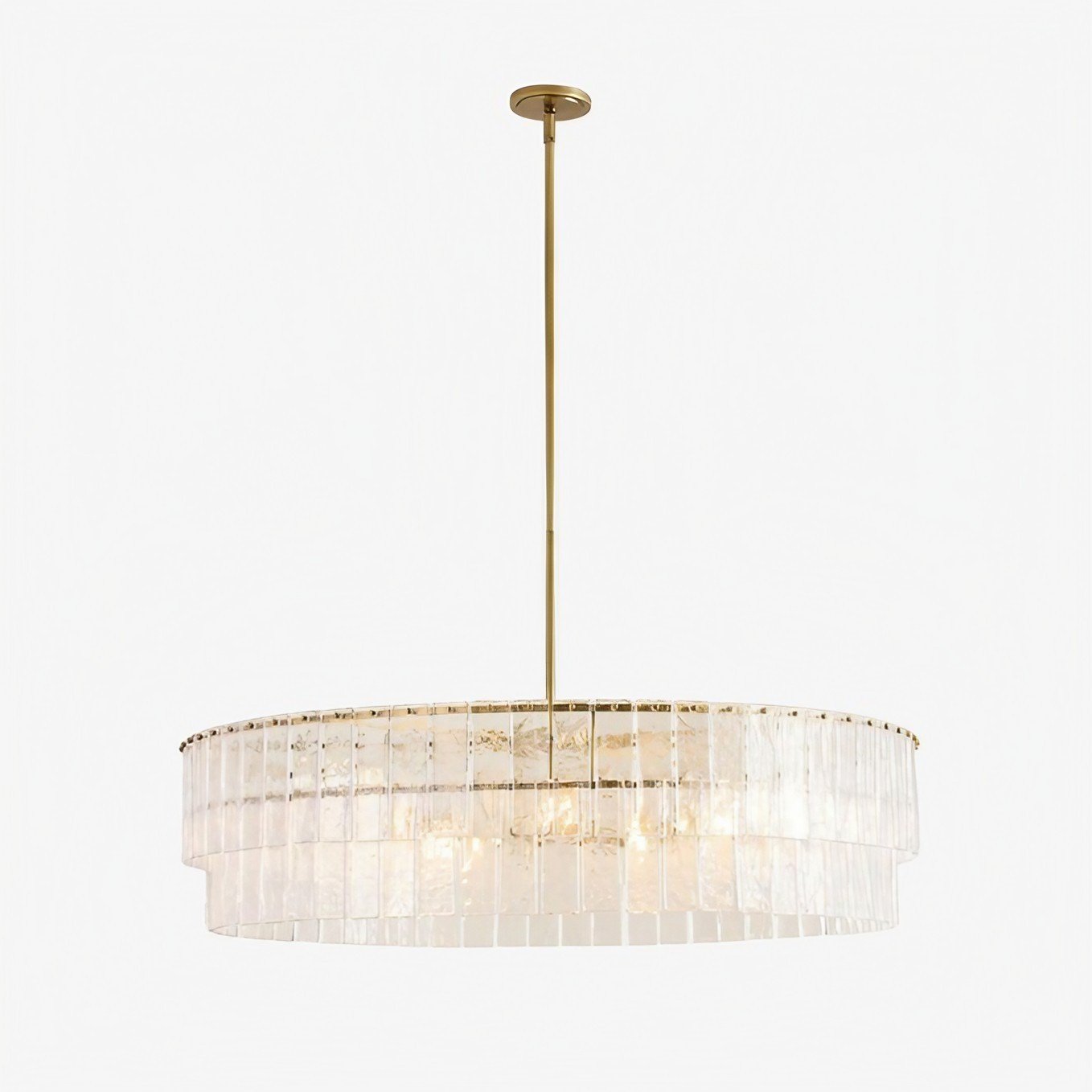 Lumvey Textured Glass Chandelier - Luxury Handcrafted Two-Tier Round Chandelier for Living Room