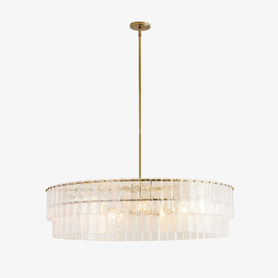 Lumvey Textured Glass Chandelier - Luxury Handcrafted Two-Tier Round Chandelier for Living Room
