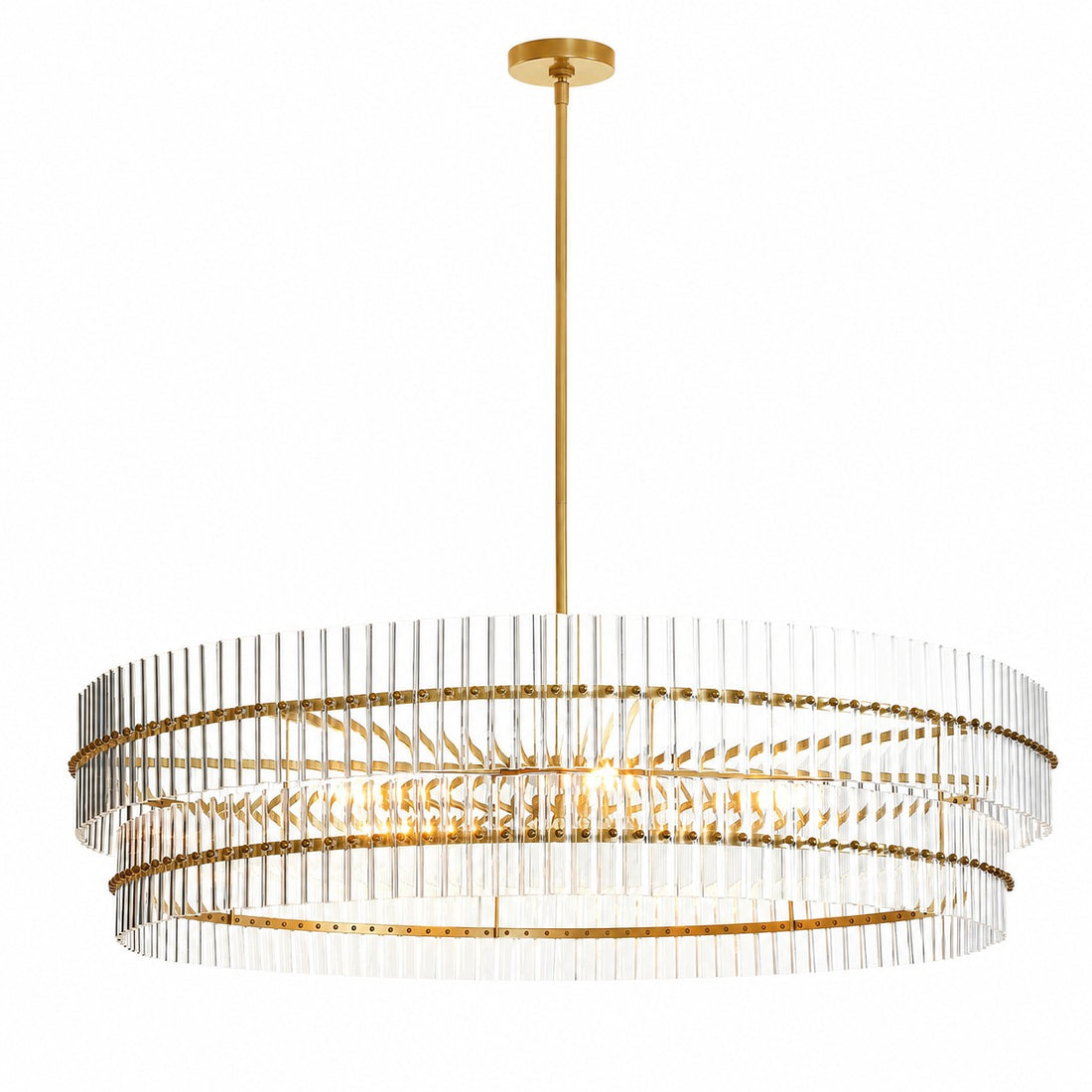 Lumora Crystal Pendant Light – Elegant Tumbled Brass & Cut Glass