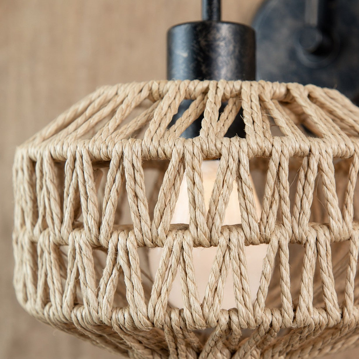 Wabi-Sabi Woven Rattan Wall Sconce