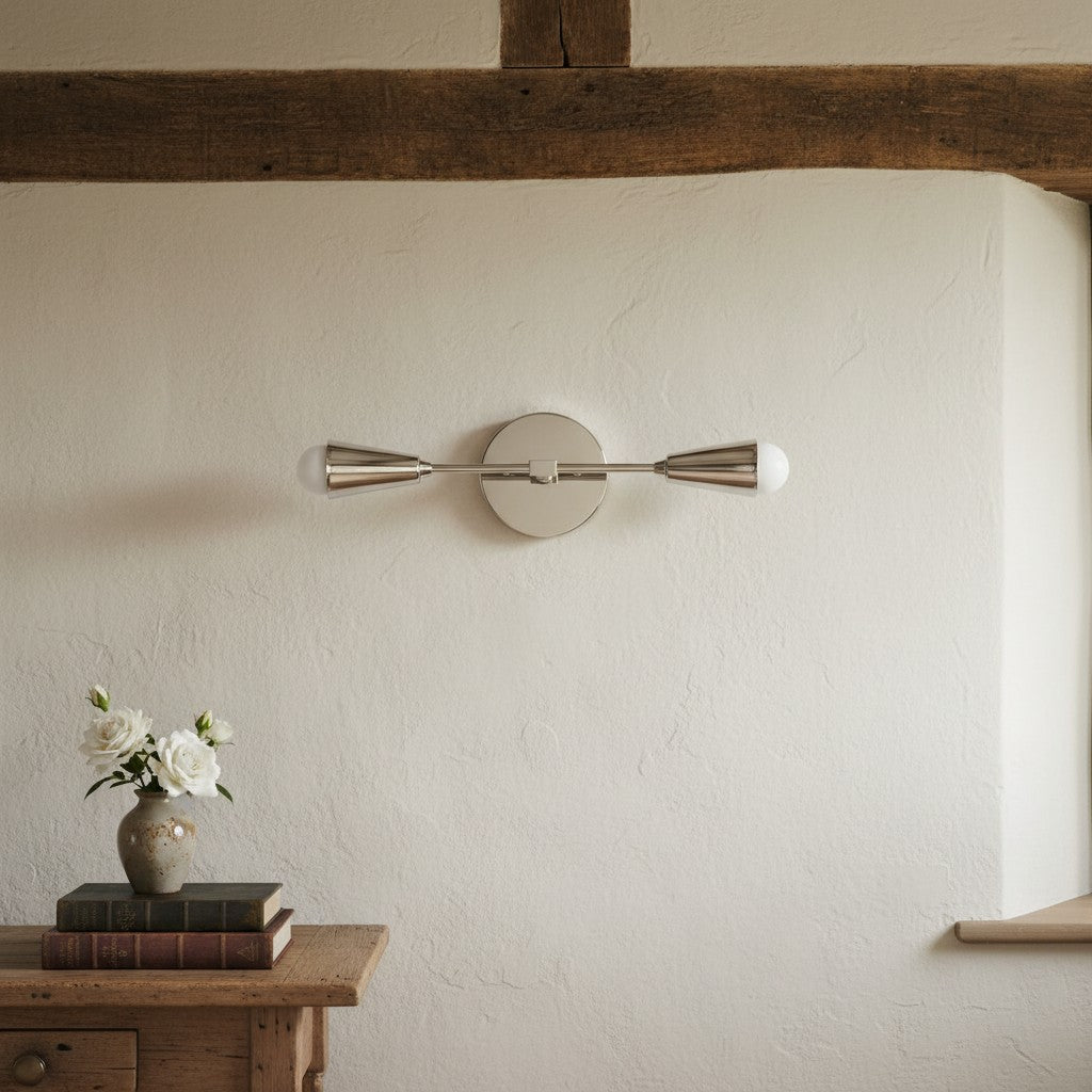 Lumen Dual-Conical Modern Wall Sconce – Minimalist Vanity & Hallway Lighting
