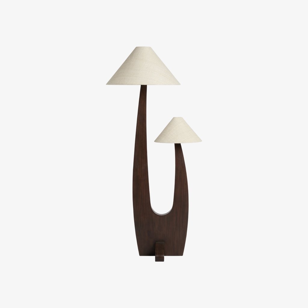 Cordove Arc Floor Lamp – Modern Organic Solid Wood & Fabric for Living Rooms