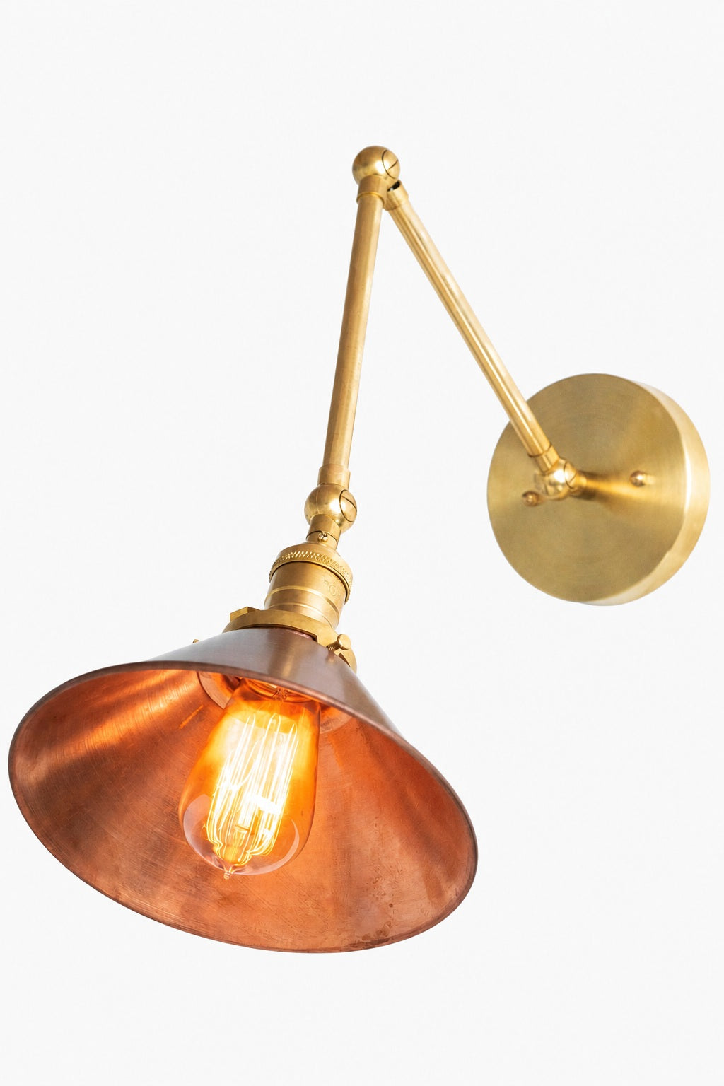 Conique Metal Industrial Wall Sconce with Adjustable Arm - Vintage Copper Cone Shade for Task Lighting
