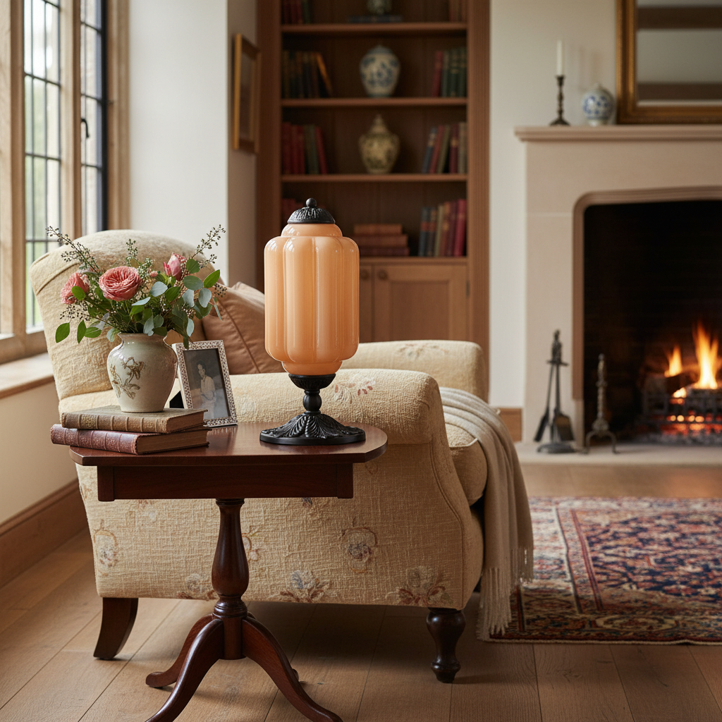 Retro Eloise Milk Glass Table Lamp for Bedroom Decor