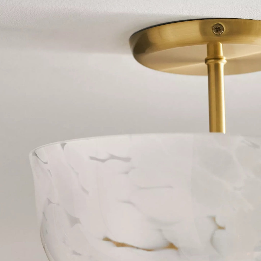 Clea Rounded Glass Flush Mount - Dotted Shade for Bedroom and Hallway Lighting