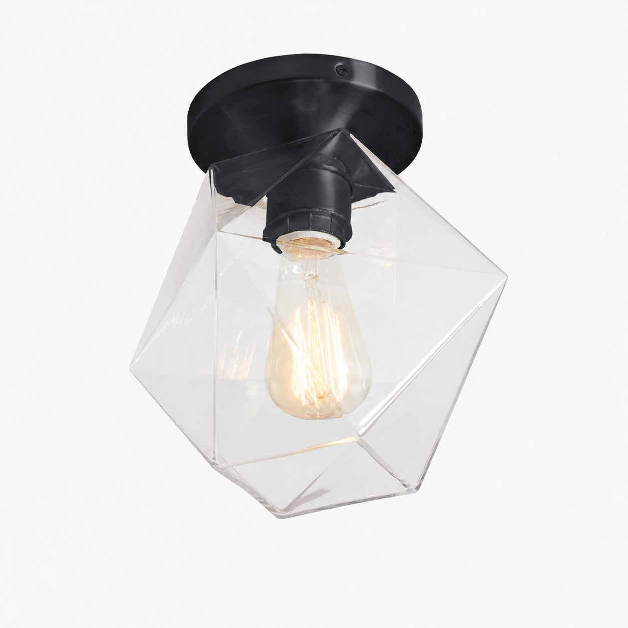 Talvior Sculptural Flush Mount Ceiling Light – Faceted Glass for Modern Interiors