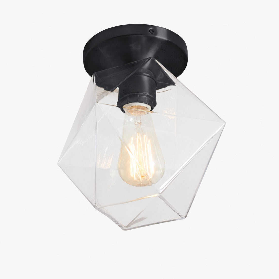 Talvior Sculptural Flush Mount Ceiling Light – Faceted Glass for Modern Interiors