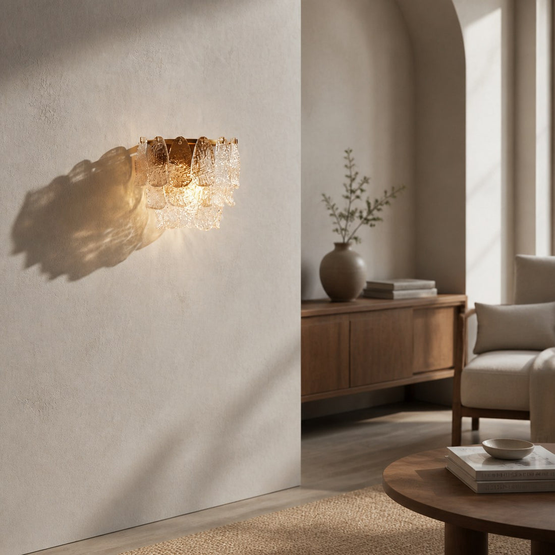 Lumvey Tiered Glass Sconce — Art Deco Wall Light for Bathroom and Hallway