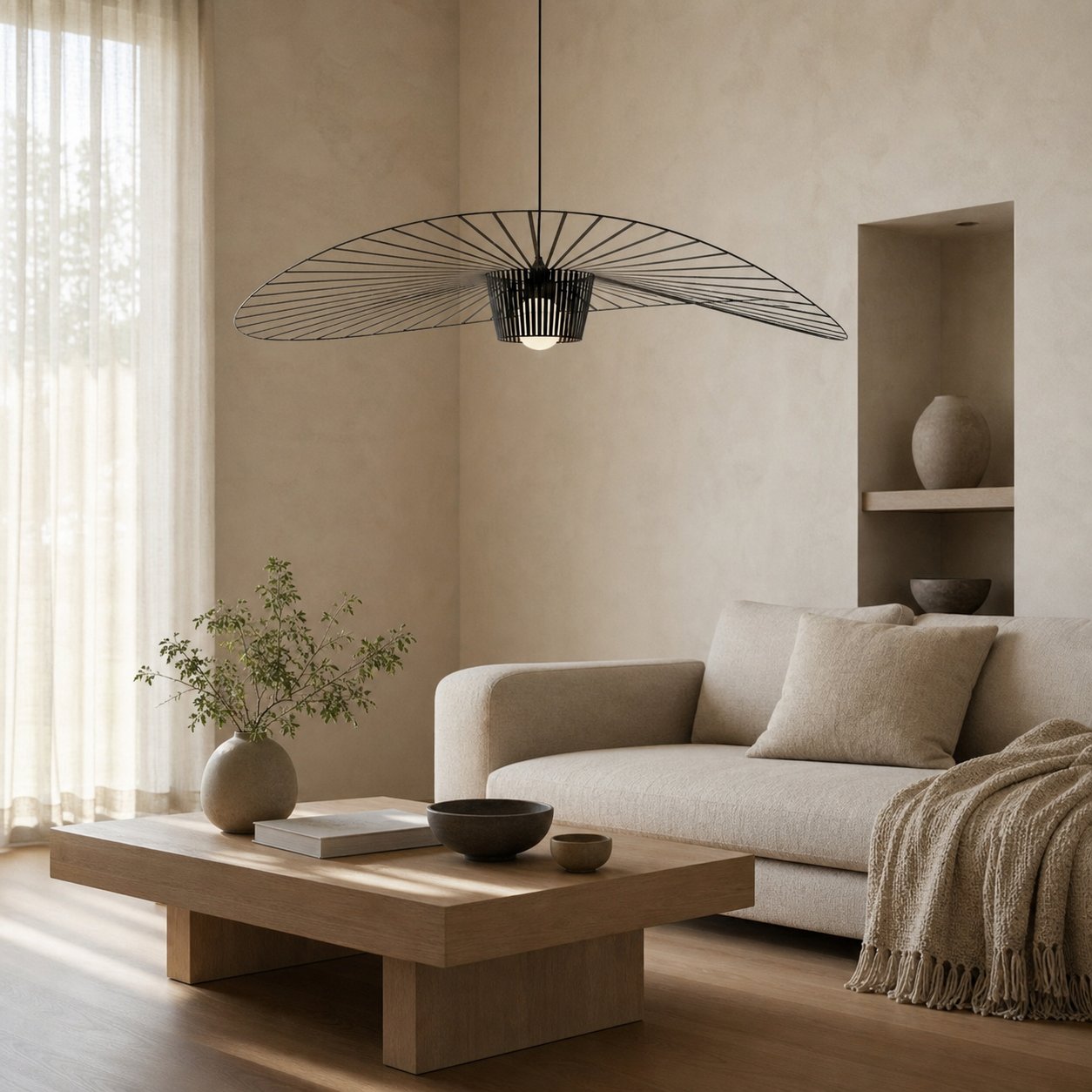 Spirava Modern Straw Pendant Light – Minimalist Sculptural Ceiling Lamp for Living Room N50