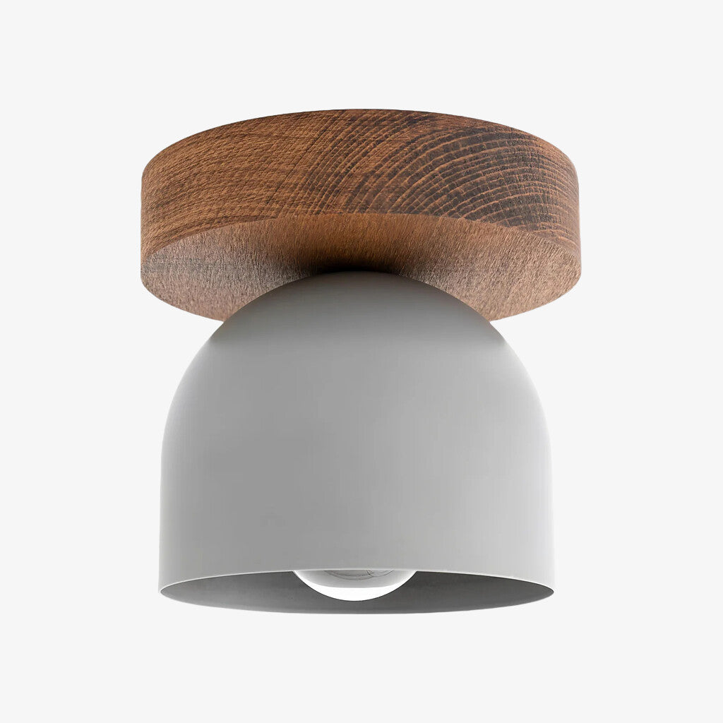 Metio Dome Modern Rustic Ceiling Light - Wooden and Metal Fusion